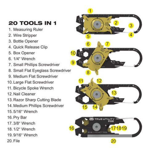 Portable EDC Mini Utility FIXR 20 in 1 Pocket Multi Tool Keychain, cool gadgets and gears,[product_description] - wilderneeds
