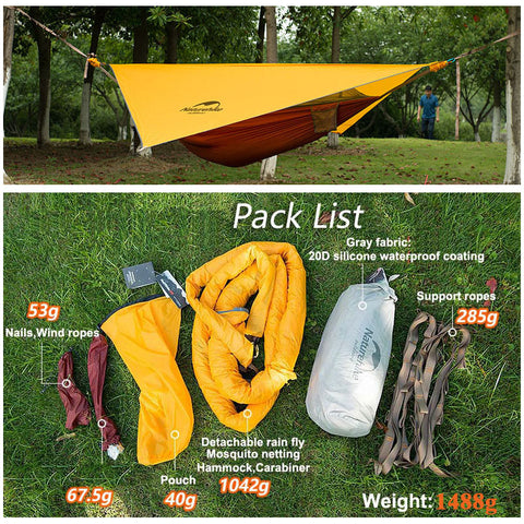 Naturehike 1 Person Hammock With Awning & Mosquito Net, hammock,[product_description] - wilderneeds