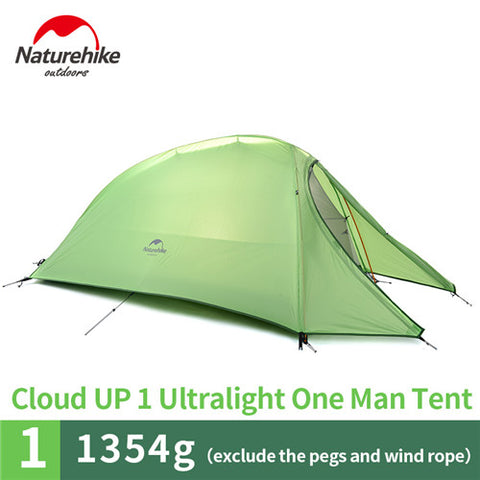 Naturehike CloudUp Series Ultralight Hiking Tent 20D/210T Fabric  For 1 Person With Mat  NH15T001-T, ,[product_description] - wilderneeds