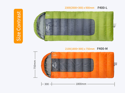 Naturehike F400 Ultralight Portable Envelope Cotton Sleeping Bag Size M/L, sleeping bag,[product_description] - wilderneeds