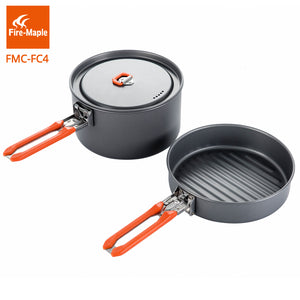 Fire Maple Outdoor Camping Hiking Pinic Hard Aluminium Alloy Cookware Cooking Picnic 1 Fry Pan 1 Pot Set Foldable Handle FMC-FC4, cool gadgets and gears,[product_description] - wilderneeds