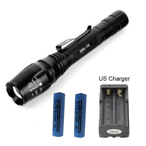 Super Bright Strong Light Zoom CREE XML-T6 5 Modes LED Flashlight Waterproof 6000 Lumen Police Flashlights 18650 Torch Lights, ,[product_description] - wilderneeds