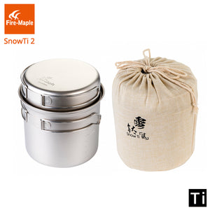 Fire Maple SnowTi 2 Portable Snow Titanium 0.9L Outdoor Camping Pot and 0.28L Frying Pan Ultra-Light Camping Pots Set FMC-ST2, cool gadgets and gears,[product_description] - wilderneeds