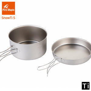 Fire Maple SnowTi 5 Portable Snow Titanium 1.35L Outdoor Camping Pot and 0.55L Frying Pan Ultra-Light 195g Camping Pots Set, cool gadgets and gears,[product_description] - wilderneeds